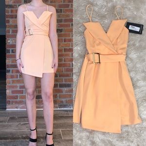 Pretty Little Thing Tangerine Tux Wrap Mini Dress